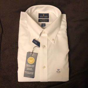 White wrinkle-free button down shirt